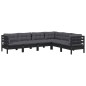 vidaXL 6-tlg. Garten-Lounge-Set mit Kissen Schwarz Massivholz Kiefer vidaXL 6-tlg. Garten-Lounge-Set mit Kissen Schwarz Massivholz Kiefer