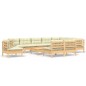 vidaXL 11-tlg. Garten-Lounge-Set mit Creme Kissen Massivholz Kiefer vidaXL 11-tlg. Garten-Lounge-Set mit Creme Kissen Massivholz Kiefer