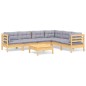 vidaXL 7-tlg. Garten-Lounge-Set mit Grauen Kissen Kiefer Massivholz vidaXL 7-tlg. Garten-Lounge-Set mit Grauen Kissen Kiefer Massivholz
