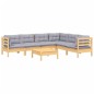 vidaXL 7-tlg. Garten-Lounge-Set mit Grauen Kissen Kiefer Massivholz vidaXL 7-tlg. Garten-Lounge-Set mit Grauen Kissen Kiefer Massivholz