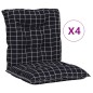 Niedriglehner-Auflagen 4 Stk. Schwarz Karomuster Stoff Niedriglehner-Auflagen 4 Stk. Schwarz Karomuster Stoff