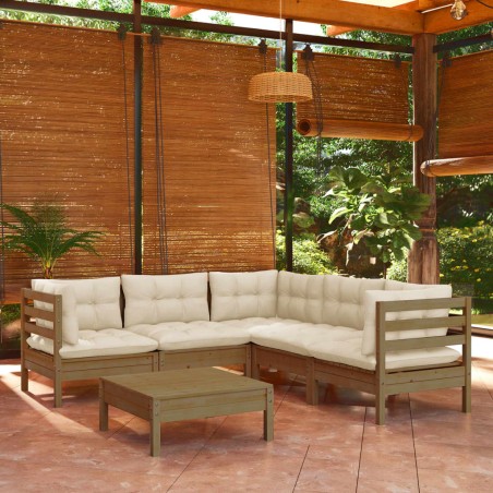 vidaXL 6-tlg. Garten-Lounge-Set mit Kissen Honigbraun Kiefernholz