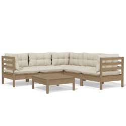 vidaXL 6-tlg. Garten-Lounge-Set mit Kissen Honigbraun Kiefernholz