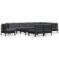 vidaXL 11-tlg. Garten-Lounge-Set mit Kissen Schwarz Massivholz Kiefer vidaXL 11-tlg. Garten-Lounge-Set mit Kissen Schwarz Massivholz Kiefer