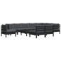 vidaXL 11-tlg. Garten-Lounge-Set mit Kissen Schwarz Massivholz Kiefer vidaXL 11-tlg. Garten-Lounge-Set mit Kissen Schwarz Massivholz Kiefer