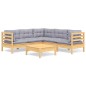 vidaXL 6-tlg. Garten-Lounge-Set mit Grauen Kissen Kiefer Massivholz vidaXL 6-tlg. Garten-Lounge-Set mit Grauen Kissen Kiefer Massivholz