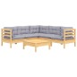 vidaXL 6-tlg. Garten-Lounge-Set mit Grauen Kissen Kiefer Massivholz vidaXL 6-tlg. Garten-Lounge-Set mit Grauen Kissen Kiefer Massivholz