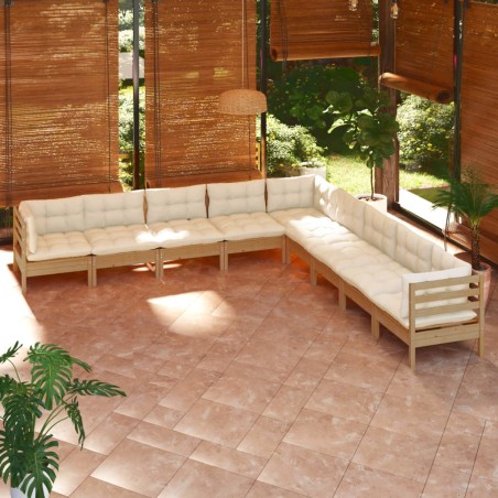 vidaXL 9-tlg. Garten-Lounge-Set mit Kissen Honigbraun Kiefernholz