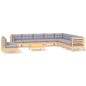 vidaXL 11-tlg. Garten-Lounge-Set mit Grauen Kissen Massivholz Kiefer vidaXL 11-tlg. Garten-Lounge-Set mit Grauen Kissen Massivholz Kiefer