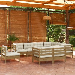 vidaXL 9-tlg. Garten-Lounge-Set mit Kissen Honigbraun Kiefernholz