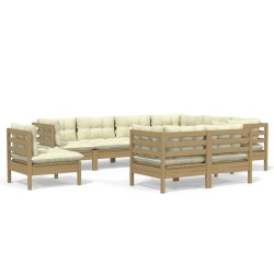 vidaXL 9-tlg. Garten-Lounge-Set mit Kissen Honigbraun Kiefernholz