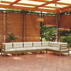vidaXL 7-tlg. Garten-Lounge-Set mit Kissen Honigbraun Kiefernholz