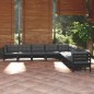 vidaXL 9-tlg. Garten-Lounge-Set mit Kissen Schwarz Massivholz Kiefer vidaXL 9-tlg. Garten-Lounge-Set mit Kissen Schwarz Massivholz Kiefer