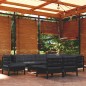 vidaXL 10-tlg. Garten-Lounge-Set mit Kissen Schwarz Massivholz Kiefer vidaXL 10-tlg. Garten-Lounge-Set mit Kissen Schwarz Massivholz Kiefer