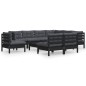 vidaXL 10-tlg. Garten-Lounge-Set mit Kissen Schwarz Massivholz Kiefer vidaXL 10-tlg. Garten-Lounge-Set mit Kissen Schwarz Massivholz Kiefer
