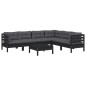 vidaXL 7-tlg. Garten-Lounge-Set mit Kissen Schwarz Massivholz Kiefer vidaXL 7-tlg. Garten-Lounge-Set mit Kissen Schwarz Massivholz Kiefer