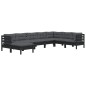 vidaXL 8-tlg. Garten-Lounge-Set mit Kissen Schwarz Massivholz Kiefer vidaXL 8-tlg. Garten-Lounge-Set mit Kissen Schwarz Massivholz Kiefer