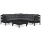 vidaXL 6-tlg. Garten-Lounge-Set mit Kissen Schwarz Massivholz Kiefer vidaXL 6-tlg. Garten-Lounge-Set mit Kissen Schwarz Massivholz Kiefer
