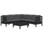 vidaXL 6-tlg. Garten-Lounge-Set mit Kissen Schwarz Massivholz Kiefer vidaXL 6-tlg. Garten-Lounge-Set mit Kissen Schwarz Massivholz Kiefer