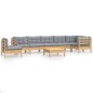 vidaXL 9-tlg. Garten-Lounge-Set mit Grauen Kissen Kiefer Massivholz vidaXL 9-tlg. Garten-Lounge-Set mit Grauen Kissen Kiefer Massivholz