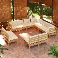 vidaXL 11-tlg. Garten-Lounge-Set mit Kissen Honigbraun Kiefernholz