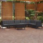 vidaXL 8-tlg. Garten-Lounge-Set mit Kissen Schwarz Massivholz Kiefer vidaXL 8-tlg. Garten-Lounge-Set mit Kissen Schwarz Massivholz Kiefer