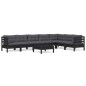 vidaXL 8-tlg. Garten-Lounge-Set mit Kissen Schwarz Massivholz Kiefer vidaXL 8-tlg. Garten-Lounge-Set mit Kissen Schwarz Massivholz Kiefer