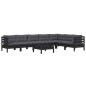 vidaXL 8-tlg. Garten-Lounge-Set mit Kissen Schwarz Massivholz Kiefer vidaXL 8-tlg. Garten-Lounge-Set mit Kissen Schwarz Massivholz Kiefer