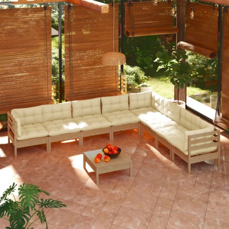 vidaXL 9-tlg. Garten-Lounge-Set mit Kissen Honigbraun Kiefernholz