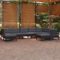 vidaXL 9-tlg. Garten-Lounge-Set mit Kissen Schwarz Kiefer Massivholz vidaXL 9-tlg. Garten-Lounge-Set mit Kissen Schwarz Kiefer Massivholz