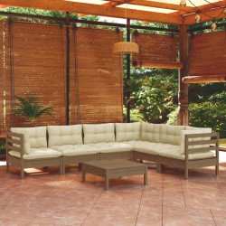 vidaXL 7-tlg. Garten-Lounge-Set mit Kissen Honigbraun Kiefernholz