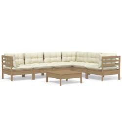 vidaXL 7-tlg. Garten-Lounge-Set mit Kissen Honigbraun Kiefernholz