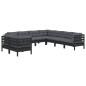 vidaXL 9-tlg. Garten-Lounge-Set mit Kissen Schwarz Massivholz Kiefer vidaXL 9-tlg. Garten-Lounge-Set mit Kissen Schwarz Massivholz Kiefer