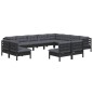 vidaXL 12-tlg. Garten-Lounge-Set mit Kissen Schwarz Massivholz Kiefer vidaXL 12-tlg. Garten-Lounge-Set mit Kissen Schwarz Massivholz Kiefer