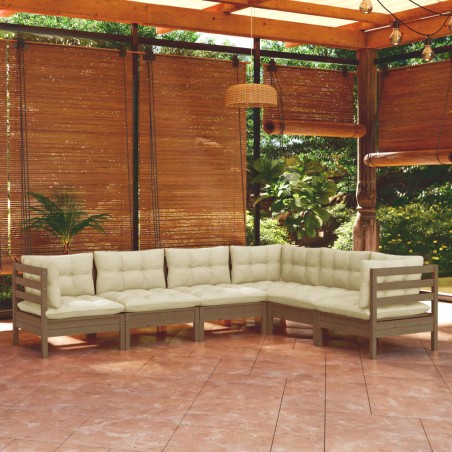 vidaXL 6-tlg. Garten-Lounge-Set mit Kissen Honigbraun Kiefernholz