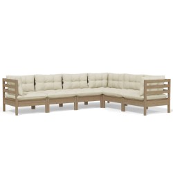vidaXL 6-tlg. Garten-Lounge-Set mit Kissen Honigbraun Kiefernholz
