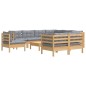vidaXL 10-tlg. Garten-Lounge-Set mit Grauen Kissen Kiefer Massivholz vidaXL 10-tlg. Garten-Lounge-Set mit Grauen Kissen Kiefer Massivholz