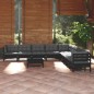 vidaXL 10-tlg. Garten-Lounge-Set mit Kissen Schwarz Massivholz Kiefer vidaXL 10-tlg. Garten-Lounge-Set mit Kissen Schwarz Massivholz Kiefer