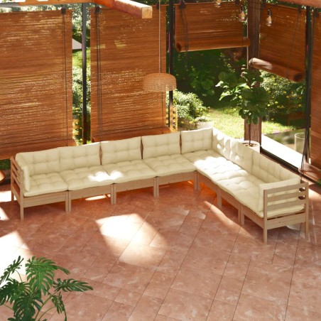 vidaXL 8-tlg. Garten-Lounge-Set mit Kissen Honigbraun Kiefernholz