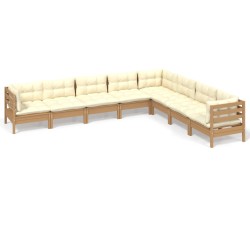 vidaXL 8-tlg. Garten-Lounge-Set mit Kissen Honigbraun Kiefernholz
