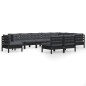 vidaXL 10-tlg. Garten-Lounge-Set mit Kissen Schwarz Massivholz Kiefer vidaXL 10-tlg. Garten-Lounge-Set mit Kissen Schwarz Massivholz Kiefer