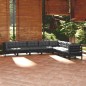 vidaXL 8-tlg. Garten-Lounge-Set mit Kissen Schwarz Massivholz Kiefer vidaXL 8-tlg. Garten-Lounge-Set mit Kissen Schwarz Massivholz Kiefer