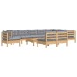 vidaXL 11-tlg. Garten-Lounge-Set mit Grauen Kissen Kiefer Massivholz vidaXL 11-tlg. Garten-Lounge-Set mit Grauen Kissen Kiefer Massivholz