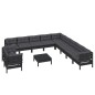 vidaXL 12-tlg. Garten-Lounge-Set mit Kissen Schwarz Massivholz Kiefer vidaXL 12-tlg. Garten-Lounge-Set mit Kissen Schwarz Massivholz Kiefer