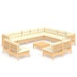 vidaXL 13-tlg. Garten-Lounge-Set mit Creme Kissen Massivholz Kiefer vidaXL 13-tlg. Garten-Lounge-Set mit Creme Kissen Massivholz Kiefer