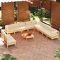 vidaXL 12-tlg. Garten-Lounge-Set mit Creme Kissen Massivholz Kiefer vidaXL 12-tlg. Garten-Lounge-Set mit Creme Kissen Massivholz Kiefer