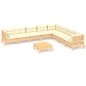 vidaXL 9-tlg. Garten-Lounge-Set mit Creme Kissen Massivholz Kiefer vidaXL 9-tlg. Garten-Lounge-Set mit Creme Kissen Massivholz Kiefer