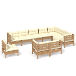 vidaXL 10-tlg. Garten-Lounge-Set mit Kissen Honigbraun Kiefernholz