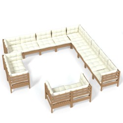 vidaXL 13-tlg. Garten-Lounge-Set mit Kissen Honigbraun Kiefernholz