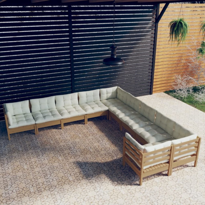 vidaXL 10-tlg. Garten-Lounge-Set mit Kissen Honigbraun Kiefernholz vidaXL 10-tlg. Garten-Lounge-Set mit Kissen Honigbraun Kiefernholz